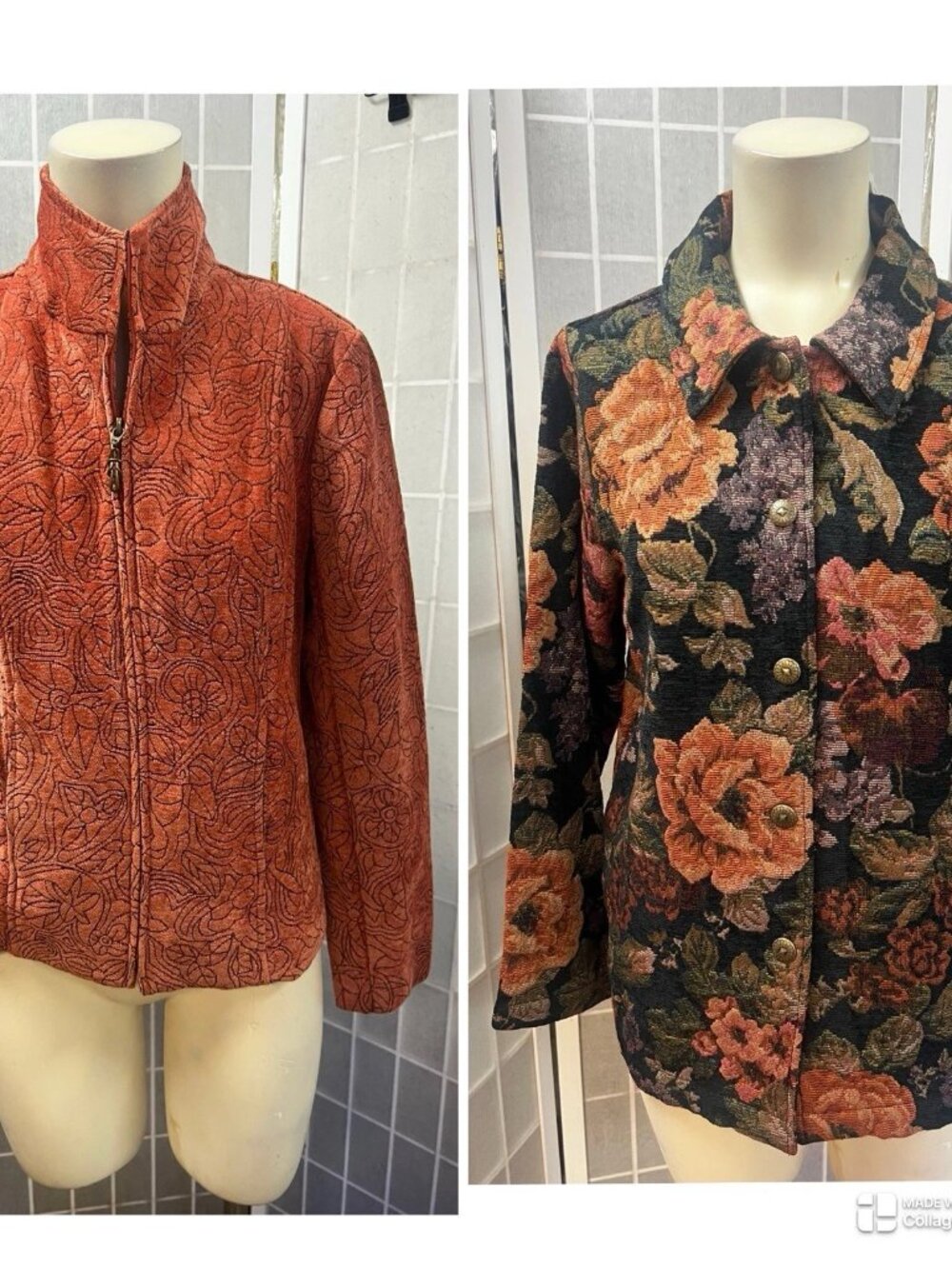 Dressbarn/Susa n Graver, Women's, 2 Vintage Jackets, Orange - Black, Size S, Lon